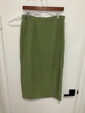 VTG Inclinations Women's Wrap Column Maxi Skirt, Olive Green, Size 16